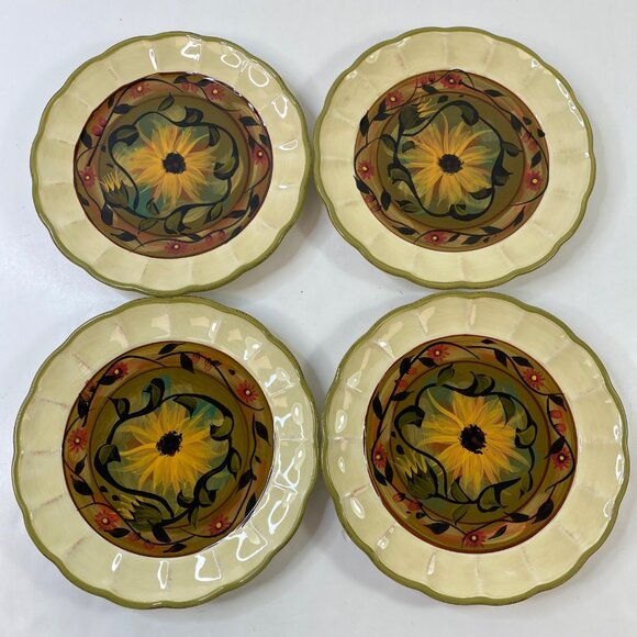 Certified International 8.5" Sunflower Salad Plates Set 4 Margaret Le Van - Picture 1 of 6